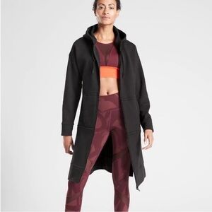 Athleta Long Black Hooded Zip Sweatshirt